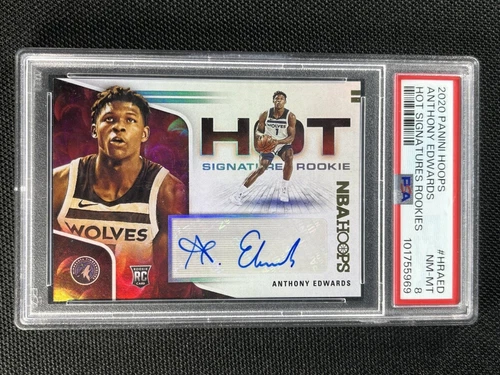 2020-21 Panini NBA Hoops Anthony Edwards Hot Signatures Auto RC PSA 8 NM-MT