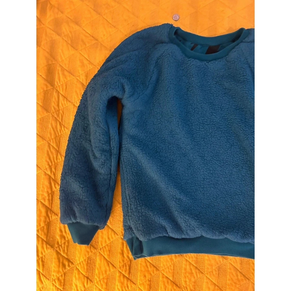 LOT 2 Girls Sweaters Gap Hanna reversible fleece teal blue lightning bolt Sz 12 - Image 4 of 4