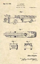 Official Fire Truck US Patent Art Print- Vintage Fire Fighting Fireman FDNY 299
