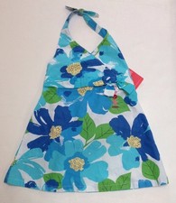 NWT Gymboree Pool Party 6-12 Months Blue Watercolor Floral Halter Dress