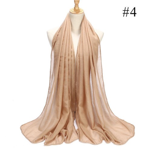 Women's Muslim Chain Edges Long Scarf Women Plain Color Scarves Shawls Hijab New - 第 16/27 張圖片