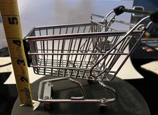 Mini Toy Grocery Shopping Cart From Koch Retail Silver Metal 5  Long 5.5  Tall