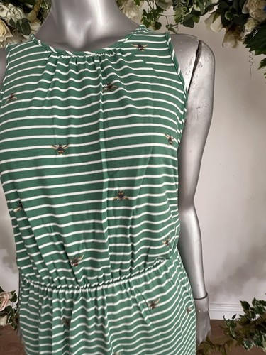 Maxi Vestido Mujer Joules Talla 10 Julia Verde Rayas Estampado Abeja Jersey NUEVO OX66 - Imagen 16 de 24