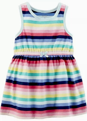 Baby Girl Carter's Striped Dress, Size: 9 months, Blue Baby Girl Carter's Striped Dress, Size: 9 months, Blue