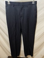 Murano Mens Dress Pant Black Micro check Polyester Blend Flat Sz 32x30