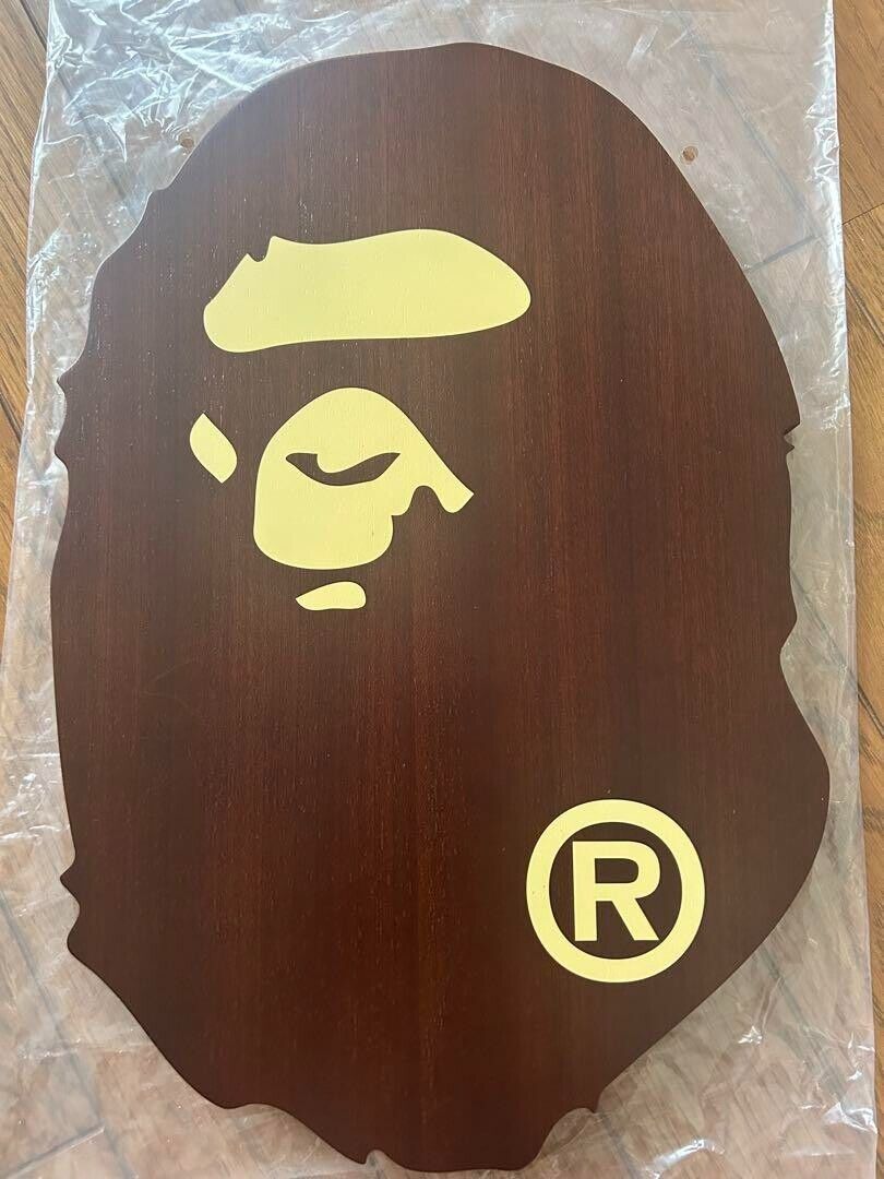 A BATHING APE Bape Head Side Table Natural Wood Dark Brown A BATHING APE Bape Head Side Table Natural Wood Dark Brown