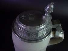 - antiker Steinzeug Bierkrug 1847 / Maßkrug - Zinnmanschette Zinndeckel (Nr.8)