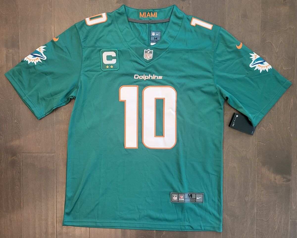 Miami Dolphins 10 Tyreek Hill Stitched Aqua Gameday Jersey Captain s Patch NWT eBay