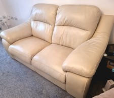 SCS Sisi-italia 2 seater cream, genuine leather sofa pre-owned