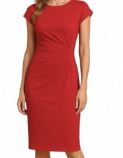 Lauren Ralph Lauren Red Twist-Waist Midi Dress size M business casual old money