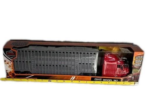 Long Haul Trucker Red Peterbilt Model 387 With Livestock Trailer 1:43 NewRay - Picture 3 of 7