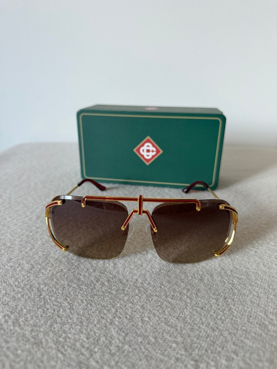 か*ん様 CasablancaカサブランカRajio サングラスブラウン Casablanca Square Aviator Sunglasses - Gold Brown - Made in Japan