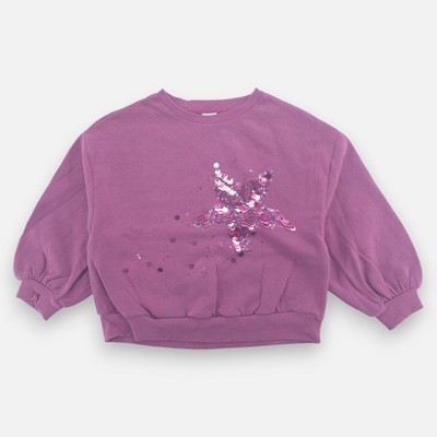 Next Mädchen Sweatshirt Pullover Gr. 116 Lila Stern Pailletten