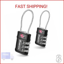 2 Pack TSA Approved Luggage Locks, Combination Travel Cable Lock, 3-Digit Waterp