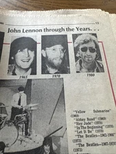 Vintage-JOHN LENNON TIMELINE SCRANTON TIMES-12/9/1980/WATERGATE 34 Pages (# J)