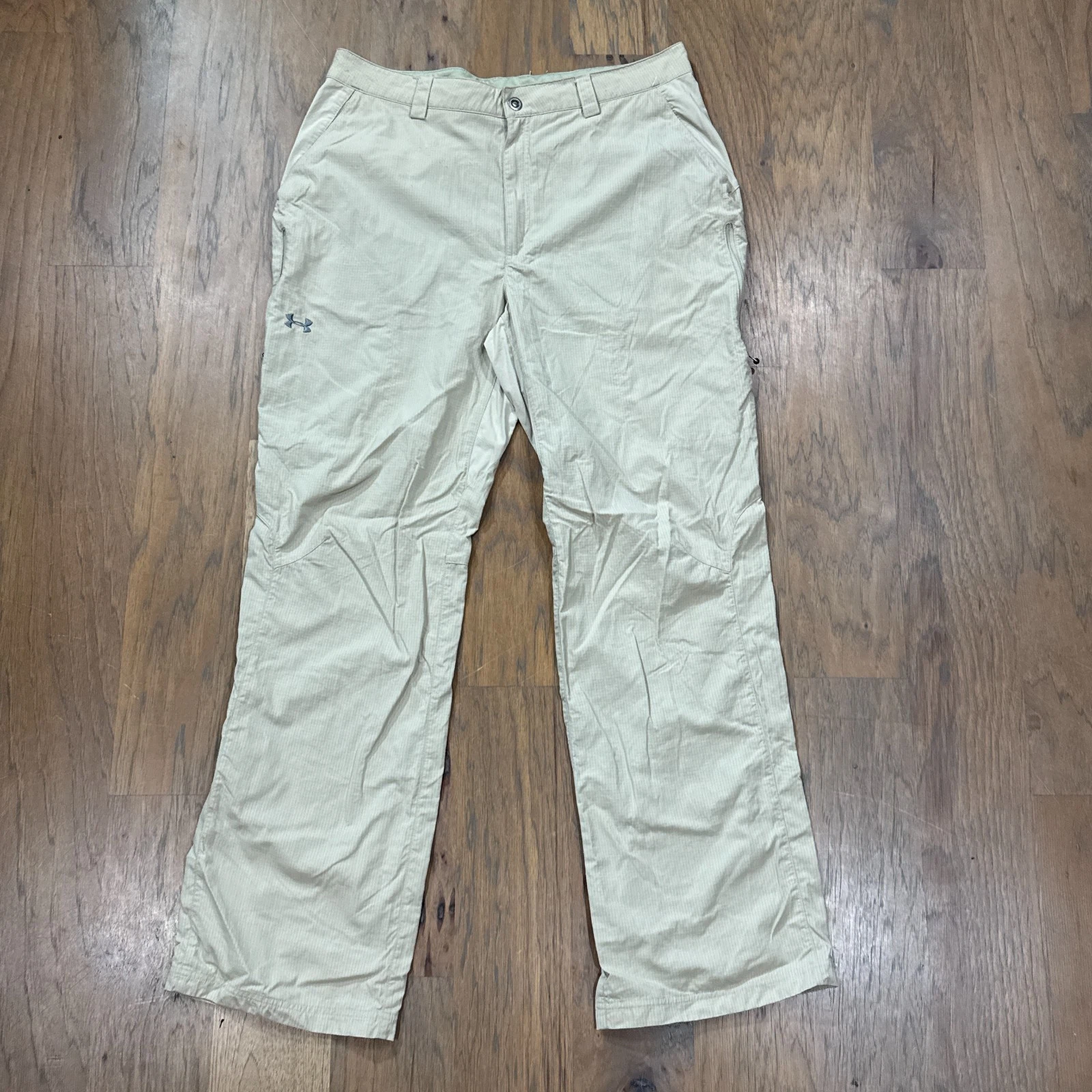 Under Armour Pants Mens 36 Beige Ripstop Tactical Elite Cargo Pockets Outdoors