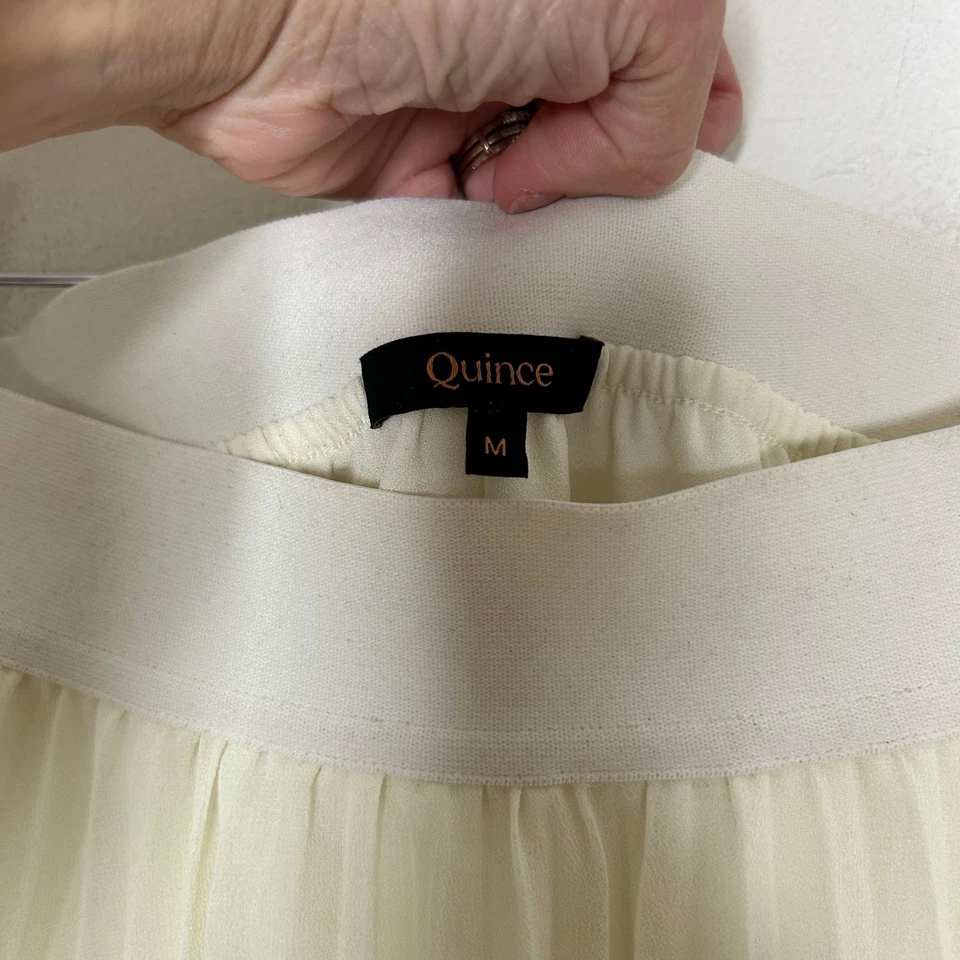 Falda midi plisada de gasa Quince marfil Foto 4 de 4