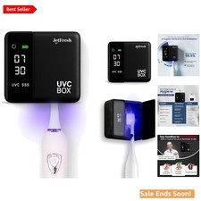 UV Toothbrush Sanitizer Holder Cleaner Wall Mount with LED Clock Black
