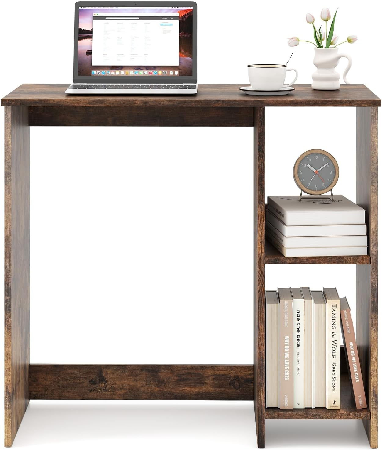 Computer Desk Storage Shelves Compact Study Writing Table Home Office Natural