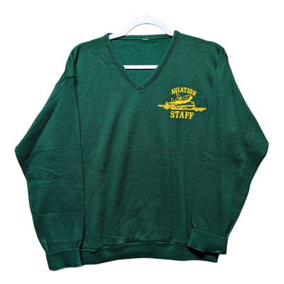 70s Aviation High School Staff V Neck Sweater