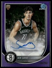 2025-26 Bowman Basketball #BCA-BA Ben Saraf Purple Refractor Auto #/250 RC