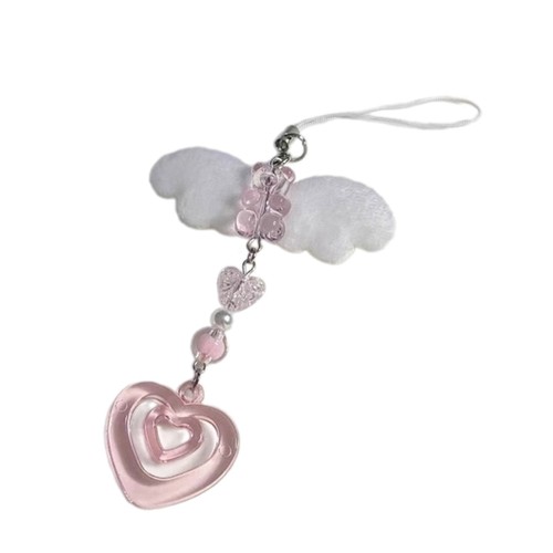 Phone Chain Heart Phone Pendant Bowknot Bag Pendant Stylish Phone Decoration - Photo 6 sur 15
