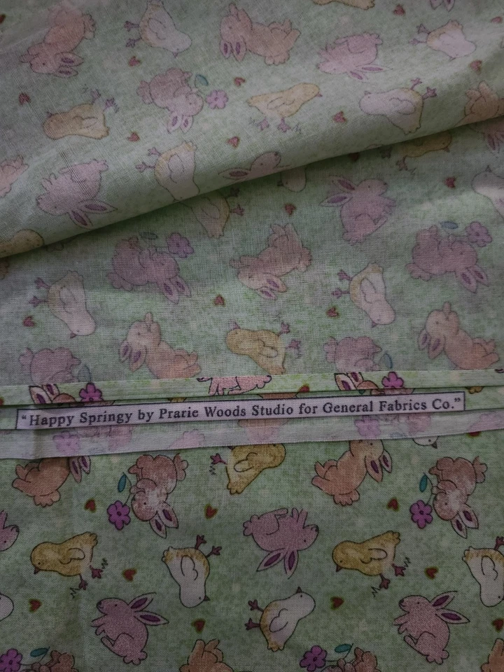 Bebé conejitos pollitos verde teniente colchas manualidades tela por yarda ALGODÓN de colección nuevo Foto 4 de 4