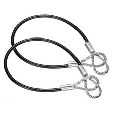 20 Inch Safety Cable Lock, 2 Pcs 304 Stainless Steel Wire Rope 0.26" Dia Black