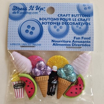 Dress It Up Buttons Fun Food Popcorn Jesse James Embellishments Shank/Flat Back