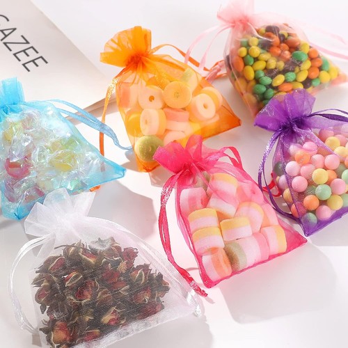 100 Pcs Organza Jewelry Bags with Drawstring Gift Pouches for Small Presents - Afbeelding 4 van 7