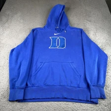 Vintage Duke Blue Devils Nike Hoodie Mens XL Blue Fleece Center Swosh Y2K
