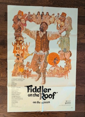 #ad FIDDLER ON THE ROOF #x27;71 CLASSIC Folded Musical ORIGINAL US FILM Poster🎵 $39.00