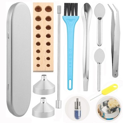11 Pcs Capsules Filling kit Tray Tools  Lab Short Stem Funnels, Making Holder...