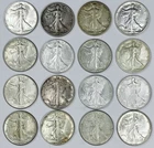 LOT OF 16 MIXED DATE WALKING LIBERTY HALF DOLLARS! RIDICULOUSLY NICE! NR #K3026