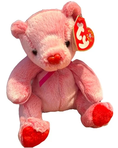 TY Beanie Baby ROMANCE The Retired 7" Valentine's Bear (Vintage 2001) New-Mint