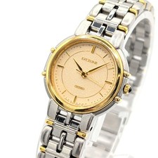 SEIKO EXELINE 3F31-0010 Watch Quartz Ladies Round Gold Dial Silver Combi