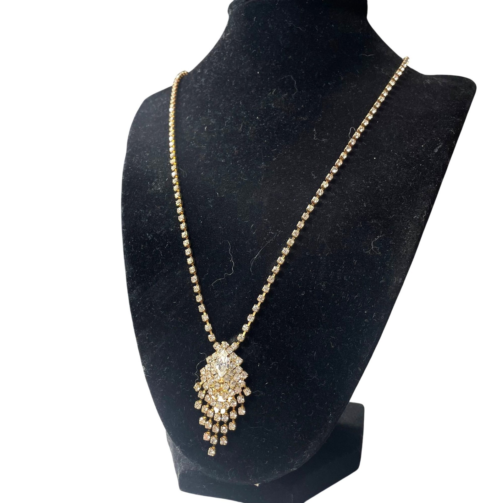 Vintage Rhinestone Statement Necklaces Set Of 2 W… - image 2