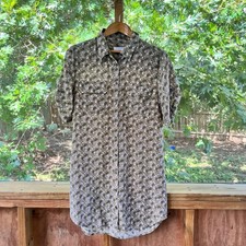 Equipment Women's Green Floral 100% Silk Shirt Dress Size M