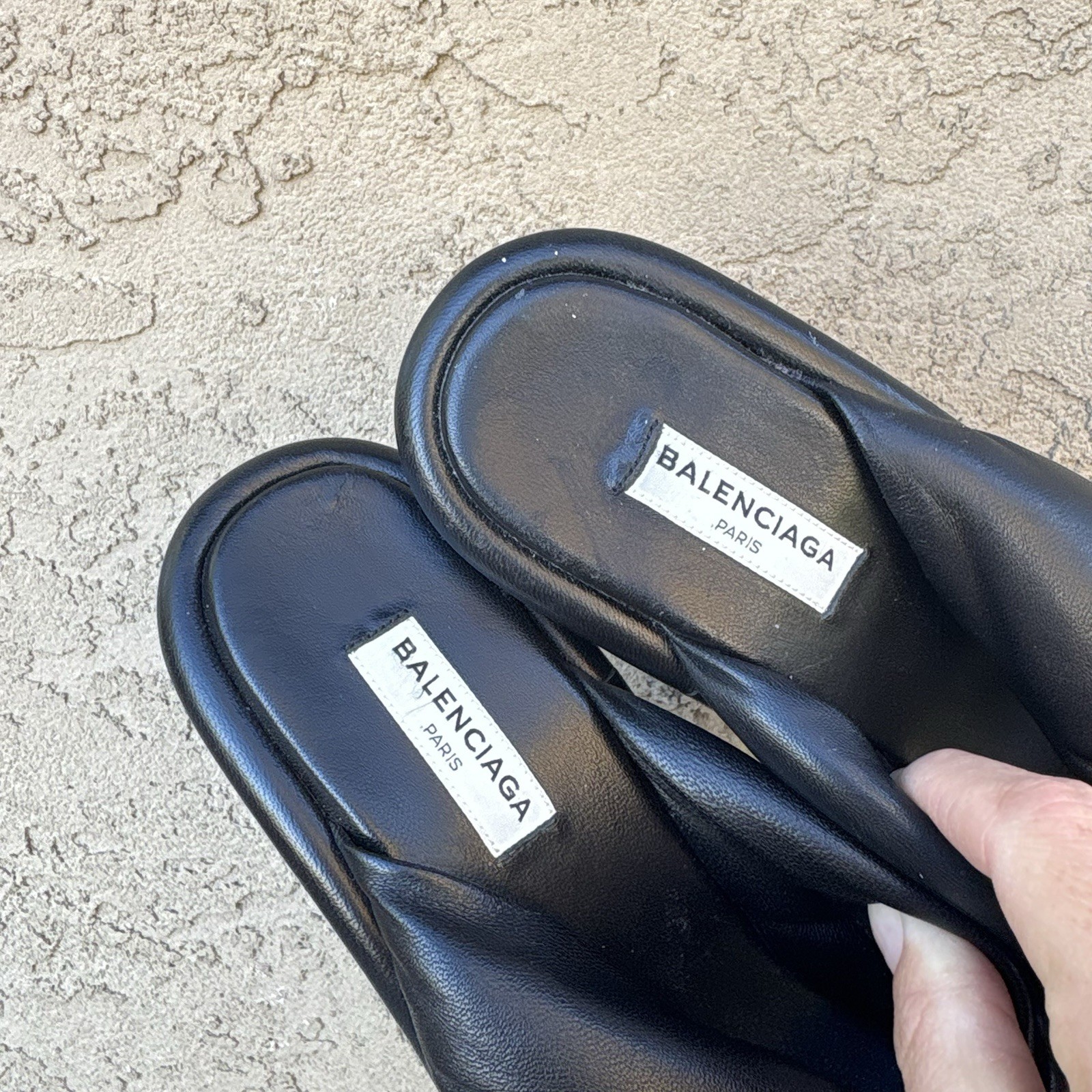 Balenciaga Paris Black Knotted Slip On Mule Heel Strappy Sandal, EU 37.5 FLAW thumbnail 7