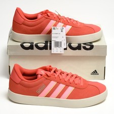 Adidas VL Court 3.0 Skateboard Shoes Women's Sz 10 - Red/Pink Suede IF4477 NEW