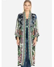 Johnny Was Reversible Kimono XL Long 100 Silk Rare Eliza Patchwork Designer