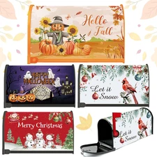 Fall Halloween Christmas Mailbox Covers - 4Pcs  Seasonal Mailbox Covers Magnetic