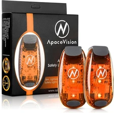 LED Safety Light (2 Pack) - Clip On Strobe/Running Lights for Runners, Orange 