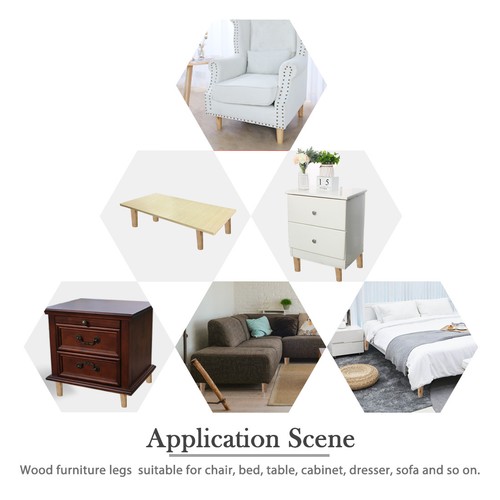 6" Round Solid Wood Furniture Legs Chair Table Cabinet Feet Replacement Set of 4 - Picture 7 of 7