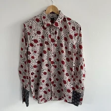 Paul Smith Shirt Mens Medium 16/41 Pink Red Floral Button Up Italy