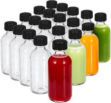 20-Pack 2 oz 60ml Small Glass Boston Round Bottles with Lids Leak-Proof Mini