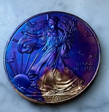 2019 Rainbow Toned American Silver Eagle 1 Oz .999 Gorgeous 🌈