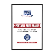 Portable Snap Poster Frame 1.25" Aluminum Front Loading Wall Mount 40x60 Black