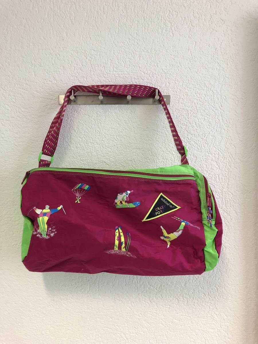 Vintage Adidas Sporttasche Neon Pink Duffle Bag Tasche 90er 80er