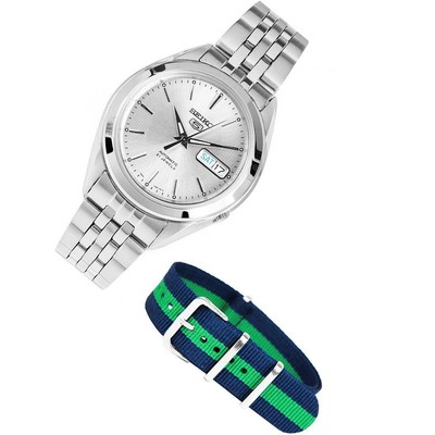 seiko men's snzg15 seiko 5 automatic stainless steel watch with nylon strap